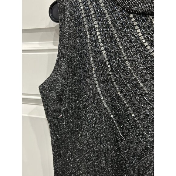 High Point Sleeveless Mock Neck Sparkle Metallic Top Sequin Detail Sz Large - Picture 4 of 7